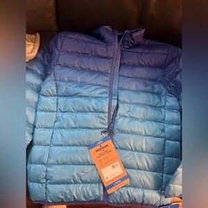 Eddie Bauer kids down packable jacket size 10/12 royal blue color new with Tag